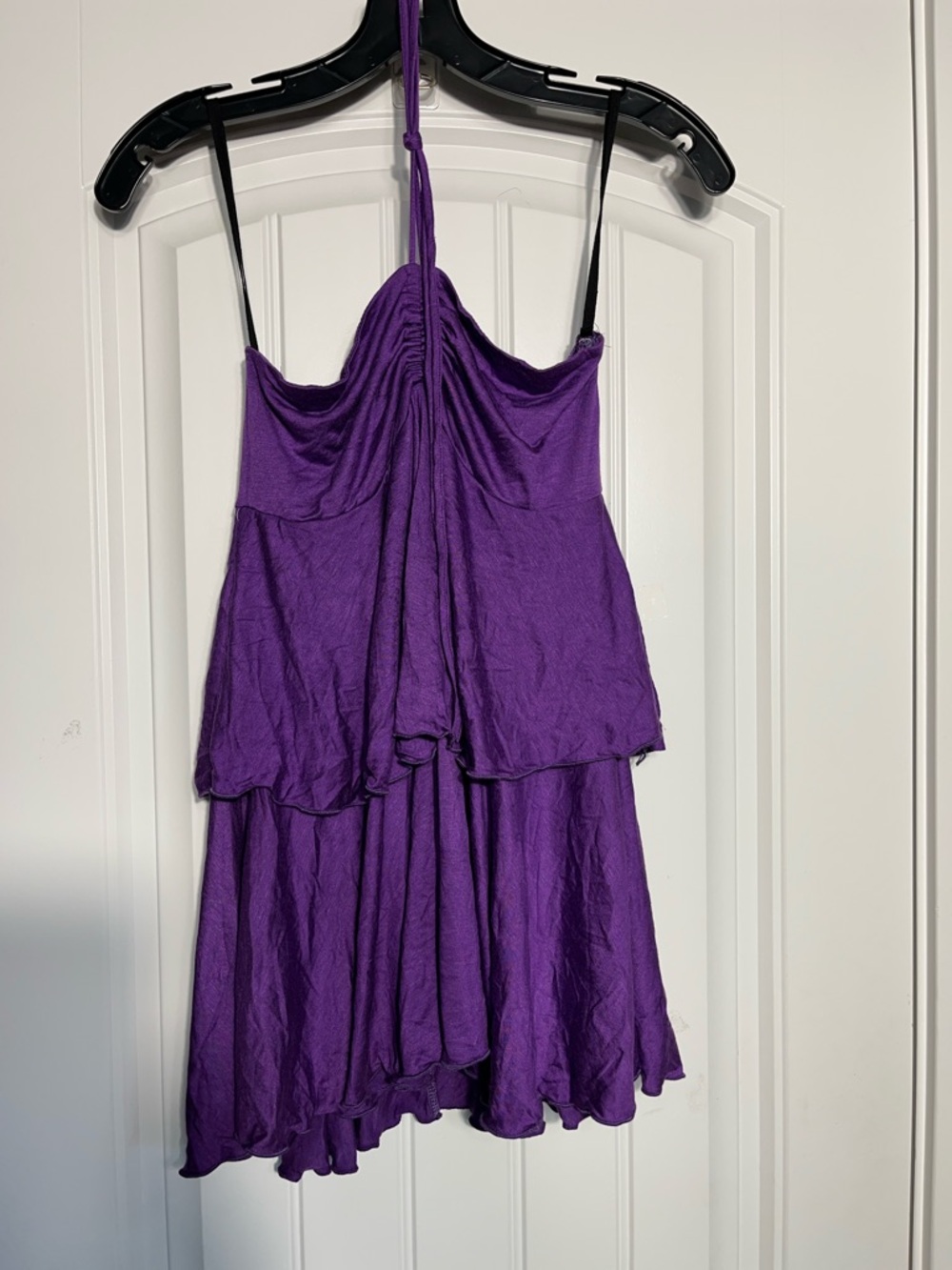 Purple Tiered Halter Mini Dress